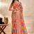 orange printed art silk designer pallu saree