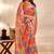 orange printed art silk designer pallu saree