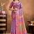 pink printed art silk designer pallu saree