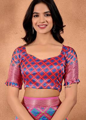 pink printed art silk designer pallu saree 5