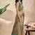 green printed art silk designer pallu saree