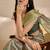 green printed art silk designer pallu saree