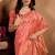 orange printed art silk designer pallu saree