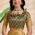 green printed art silk designer pallu saree