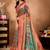 orange printed art silk designer pallu saree
