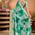 green printed art silk designer pallu saree