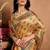 yellow printed art silk designer pallu saree