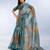 teal printed art silk designer pallu saree