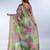 green printed art silk designer pallu saree