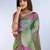 green printed art silk designer pallu saree