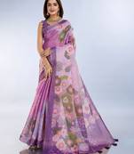 wine printed art silk designer pallu saree