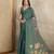 green printed art silk designer pallu saree