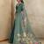 green printed art silk designer pallu saree