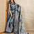 grey printed art silk designer pallu saree