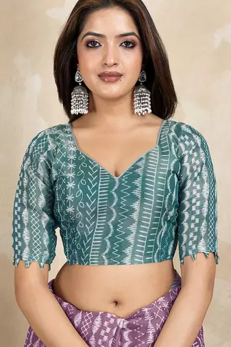 wine printed art silk designer pallu saree