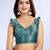 teal printed art silk designer pallu saree