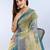 lemon printed art silk designer pallu saree