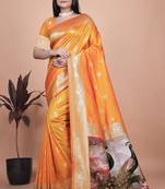 orange woven  designer pallu banarasi art silk saree