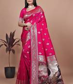 pink woven  designer pallu banarasi art silk saree