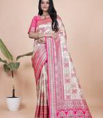 pink woven  designer pallu banarasi art silk saree