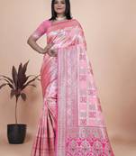 pink woven  designer pallu banarasi art silk saree