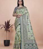 green woven  designer pallu banarasi art silk saree