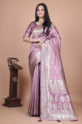 pink woven  designer pallu banarasi art silk saree