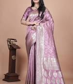 pink woven  designer pallu banarasi art silk saree