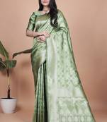 light green woven  designer pallu banarasi art silk saree