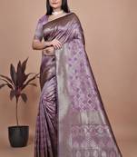wine woven  designer pallu banarasi art silk saree