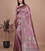 onion pink woven  designer pallu banarasi art silk saree