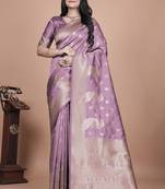 onion pink woven  designer pallu banarasi art silk saree