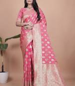 pink woven  designer pallu banarasi art silk saree
