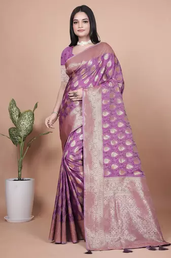 purple woven  designer pallu banarasi art silk saree