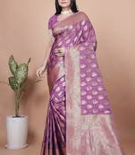 purple woven  designer pallu banarasi art silk saree