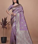 purple woven  designer pallu banarasi art silk saree