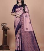 purple woven  designer pallu banarasi art silk saree