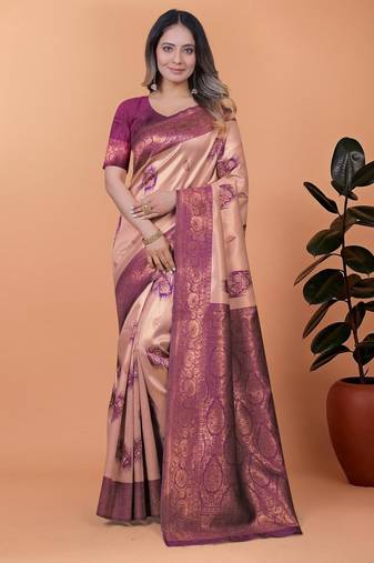 mustard woven  designer pallu banarasi art silk saree