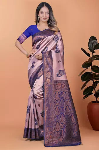 pink woven  designer pallu banarasi art silk saree
