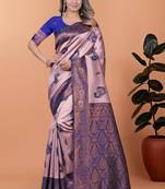 pink woven  designer pallu banarasi art silk saree