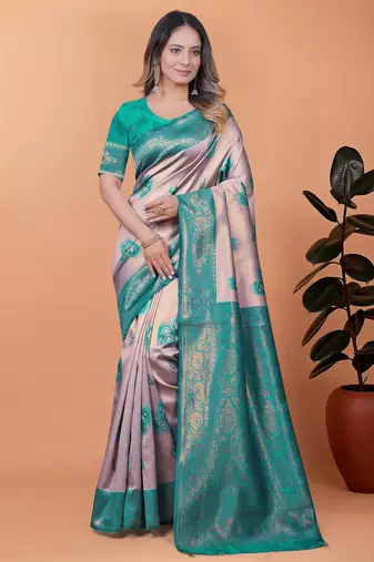 pink woven  designer pallu banarasi art silk saree