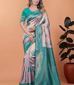 pink woven  designer pallu banarasi art silk saree