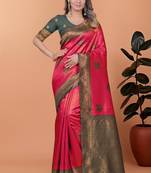 orange woven  designer pallu banarasi art silk saree