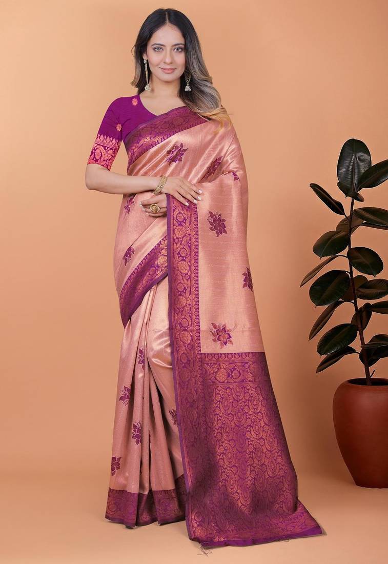 mustard woven  designer pallu banarasi art silk saree