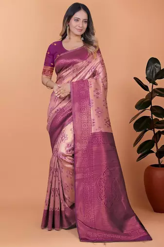 purple woven  designer pallu banarasi art silk saree