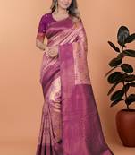 purple woven  designer pallu banarasi art silk saree