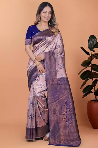 pink woven  designer pallu banarasi art silk saree