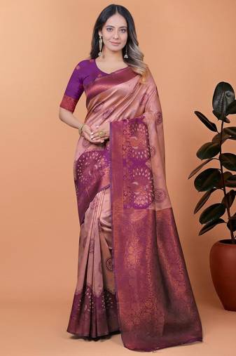 mustard woven  designer pallu banarasi art silk saree