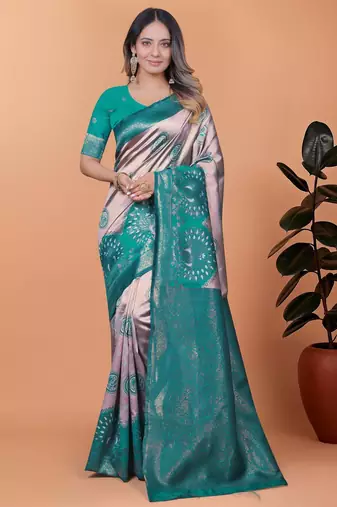 pink woven  designer pallu banarasi art silk saree