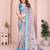 lavender printed  designer pallu linen saree